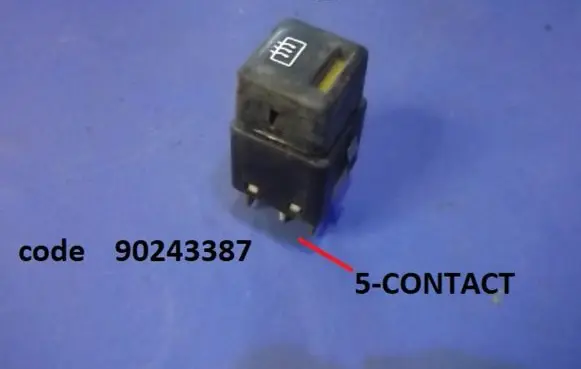 Opel Vectra B Windscreen/window heater switch 90243387