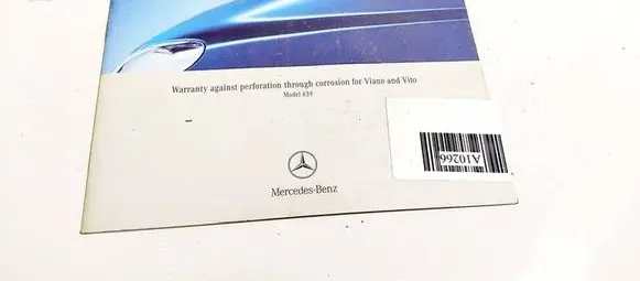 Mercedes-Benz Vito Viano W639 Owners service history hand book 