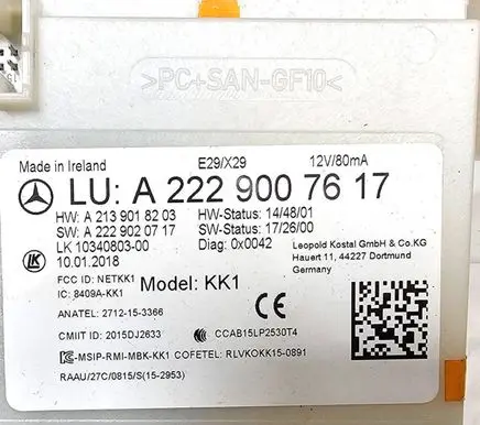 Mercedes-Benz E W213 SAM control unit A2229007617 A2139018203 A2229020717