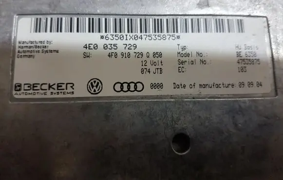Audi A6 S6 C6 4F Center console control module 4E0035729 4F0910729Q050