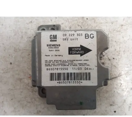 Opel Zafira A Airbag control unit/module 09229303 BGS07815550 330518650