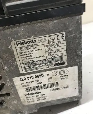 Audi A8 S8 D3 4E Auxiliary pre-heater (Webasto) 4E0815069D