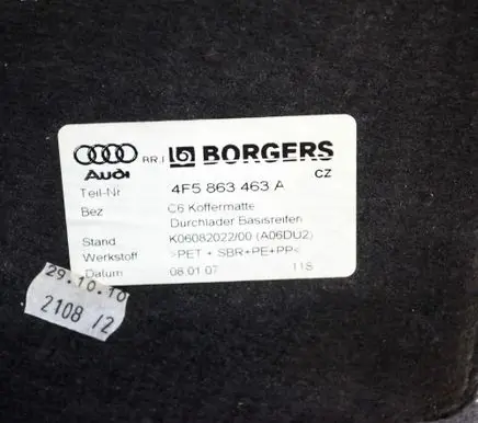 Seat Alhambra (Mk1) Trunk/boot floor carpet liner 4F5863463A