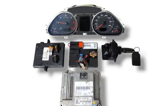 Audi A6 S6 C6 4F Engine ECU kit and lock set 0281013831 4F0907401C