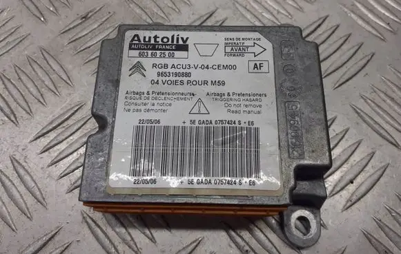 Peugeot Partner Airbag control unit/module 9653190880
