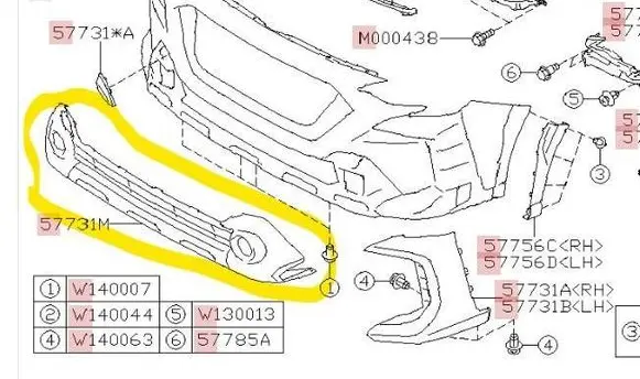 Subaru Outback (BT) Front bumper splitter molding 57731AN69A