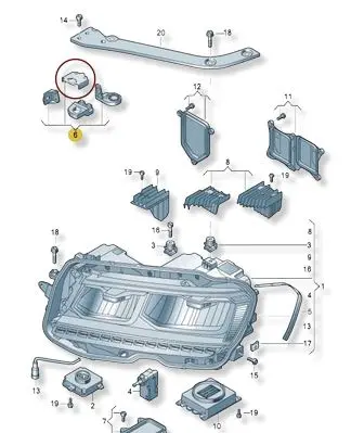 Volkswagen Tiguan Headlight/headlamp mounting bracket 5NA998225