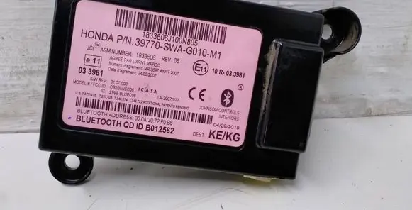 Honda CR-V Bluetooth control unit module 39770SWAG010M1 1833606J100N805