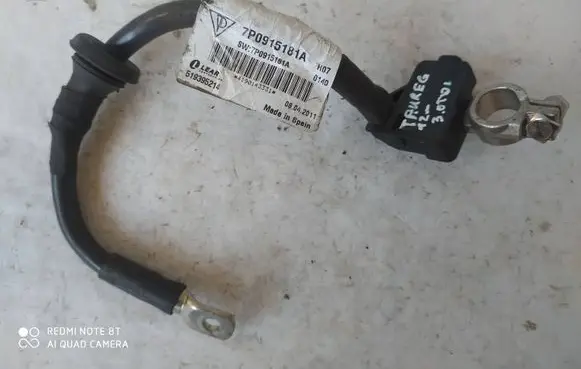 Volkswagen Touareg II Negative earth cable (battery) 7P0915181A 519395214