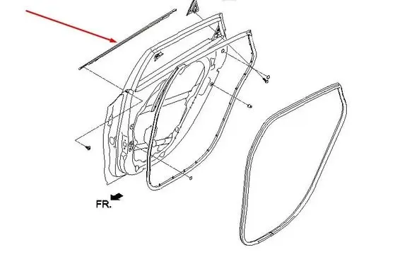 Hyundai i30 Rear door windshield rail 83220A5010