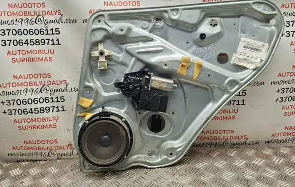 Skoda Superb B5 (3U) Rear door window regulator with motor 3U5839752BT