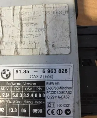 BMW 5 E60 E61 CAS control unit/module 6963828 2911ACAS2 5WK47995