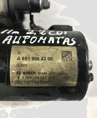 Mercedes-Benz E W212 Starter motor A6519064300 0001139085