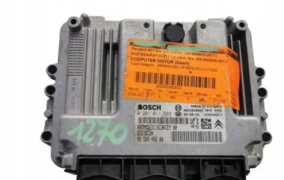 Peugeot 407 Engine ECU kit and lock set 0281011633 0281011633 9653958980 9658945280