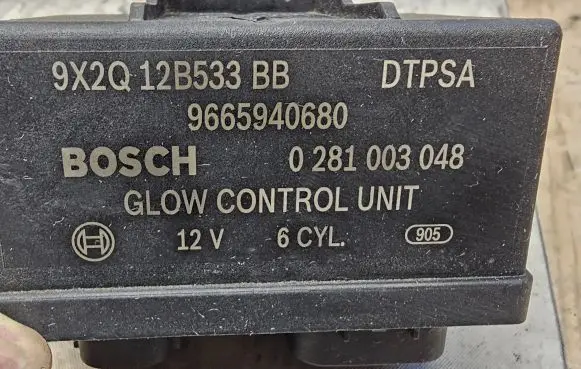 Citroen C5 Glow plug pre-heat relay 9X2Q12B533BB 0281003048 9665940680