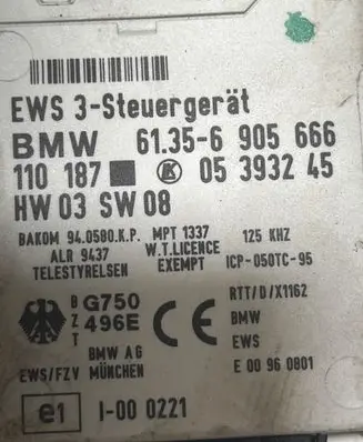 BMW 5 E39 Immobilizer control unit/module 61356905666 05393245 110187