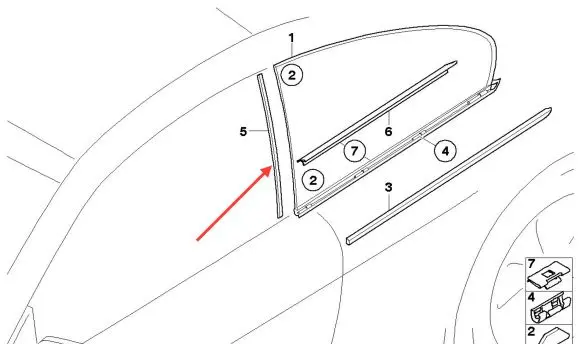 BMW 6 E63 E64 (B) Pillar trim (exterior) 51377050676 7050676