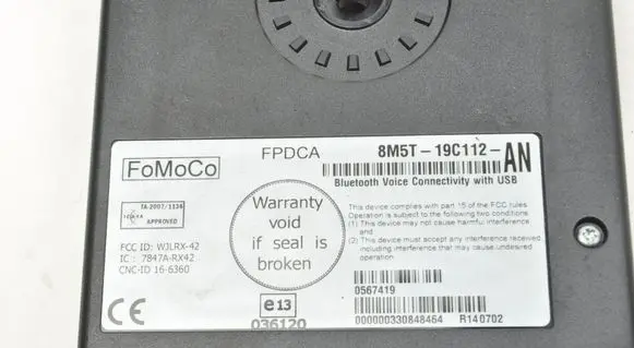 Ford Fiesta Bluetooth control unit module 8M5T19C112AN