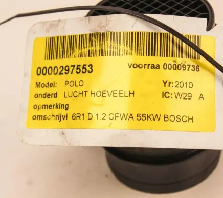 Volkswagen Golf VI Mass air flow meter 0281006132