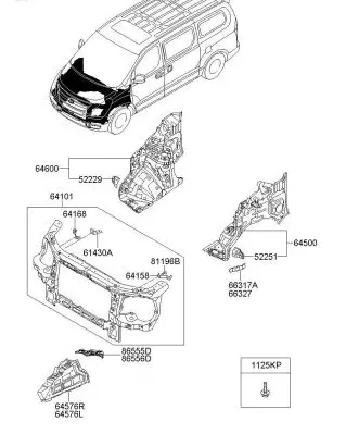 Hyundai H-1, Starex, Satellite Fender mounting bracket 663174H000