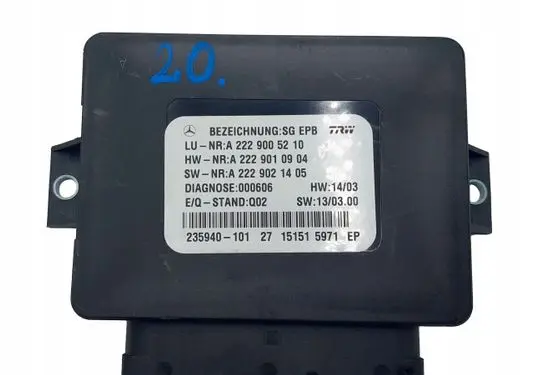 Mercedes-Benz S W222 Hand brake control module A2229005210