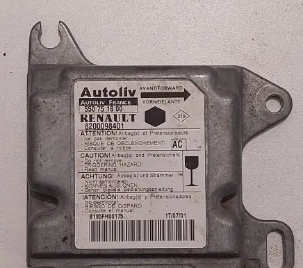 Renault Kangoo I Airbag control unit/module 8200098401 550751800 B195FH00175