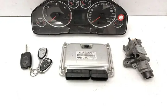 Audi A6 S6 C5 4B Engine ECU kit and lock set 4B1907401D 0281010494 4B0920933G