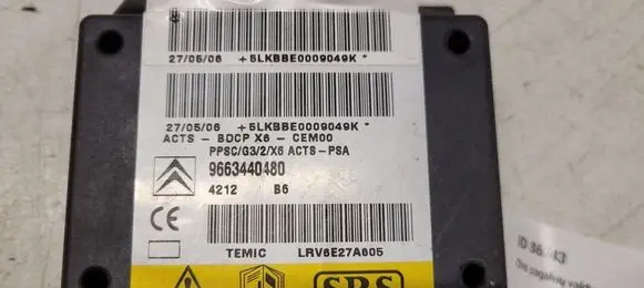 Citroen C6 Airbag control unit/module 9663440480