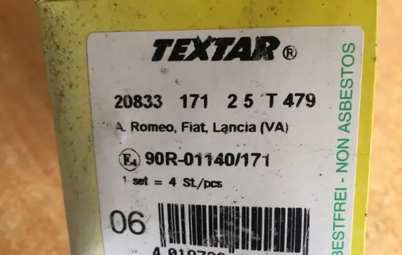 Lancia Y10 Brake pads (front) 2083317125 90R01140171