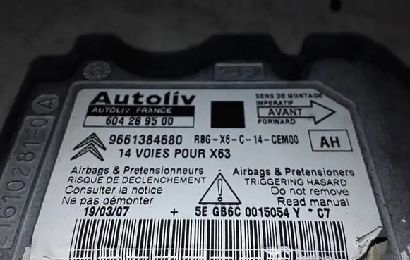 Citroen C6 Airbag control unit/module 9661384680 604289500