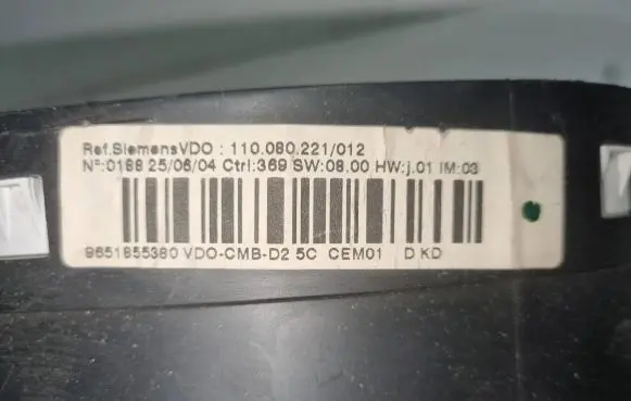 Peugeot 407 Speedometer (instrument cluster) 9651855380 110080221012 221012015375