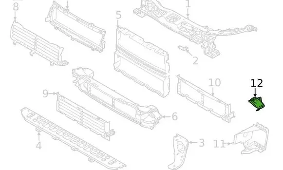 Land Rover Evoque II Intercooler air channel guide LR135374 K8D2-8311-AE K8D28311AE