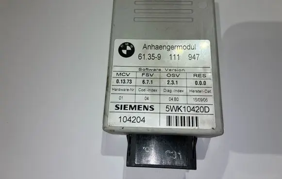 BMW 5 E60 E61 Tow bar relay 9111947 61359111947 61359146234