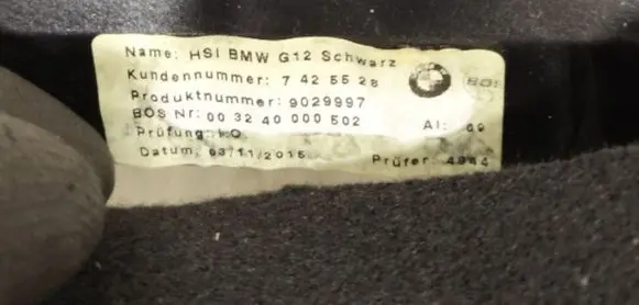 BMW 7 G11 G12 Parcel shelf load cover 7425528