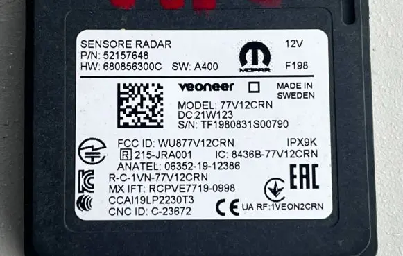 Fiat Tipo Blind spot module 52157648 680856300C