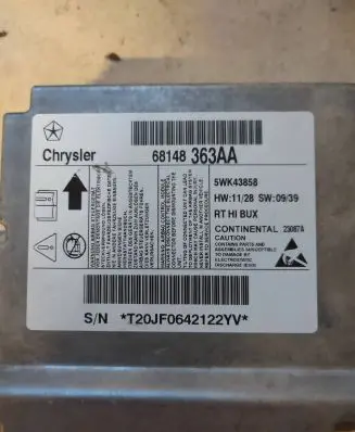 Chrysler Grand Voyager V Airbag control unit/module 68148363AA 5WK43858 T20JF0642122YV