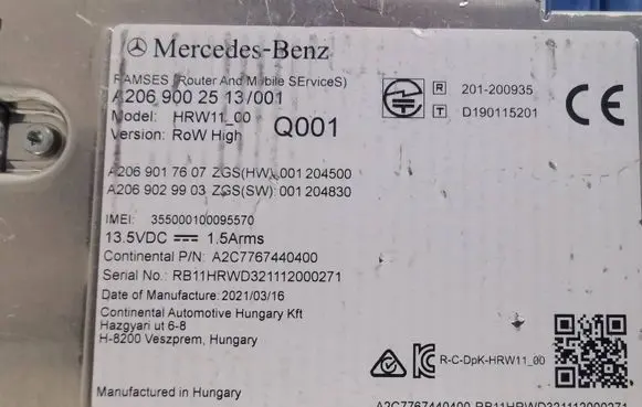 Mercedes-Benz C W206 Comfort/convenience module A2069002513 A2C7767440400 A2069017607
