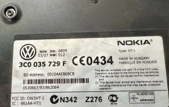 Volkswagen PASSAT B6 Phone control unit/module 3C0035729F 00104AE86BCB N342Z276