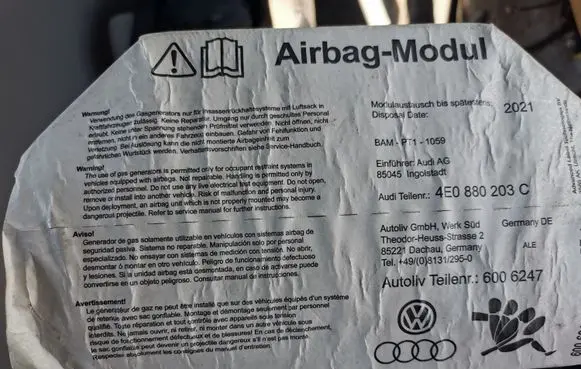 Audi A8 S8 D3 4E Passenger airbag 4E0880203C