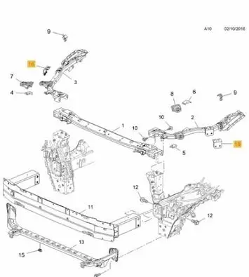 Opel Insignia B Side radiator support slam panel 13495586