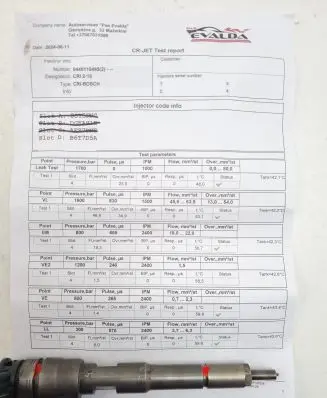 Nissan NV200 Fuel injector 0445110485