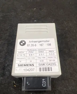 BMW 5 E60 E61 Tow bar trailer control unit/module 9167198 167198 104207
