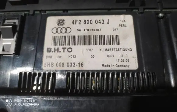 Audi A6 S6 C6 4F Climate control unit 4F2820043J 5HB00883316 4F0910043