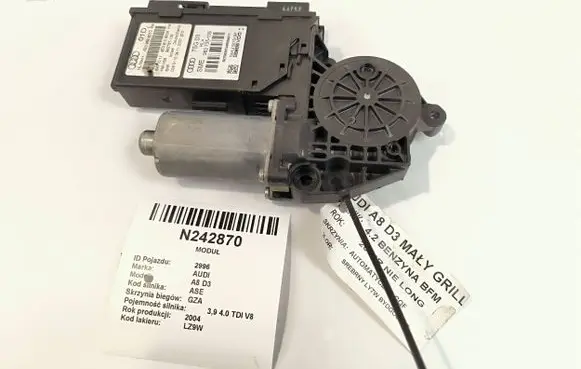 Audi A8 S8 D3 4E Rear door window regulator motor 4E0959801D 982737109 4E0910802A