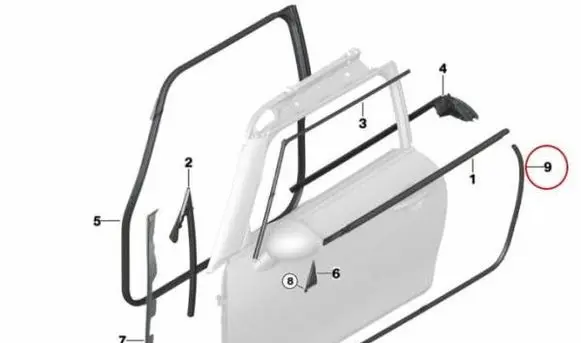 Mini Cooper F57 Front door rubber seal 7299999