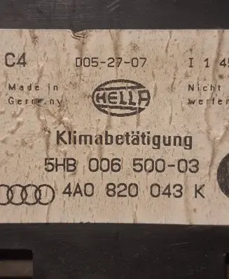 Audi A6 S6 C4 4A Climate control unit 4A0820043K 0052707 5HB00650003