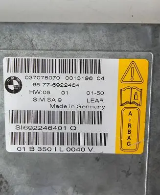 BMW 7 E65 E66 Airbag control unit/module 6922464 037078070