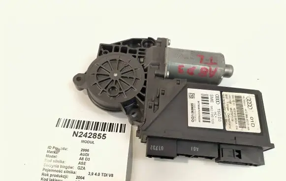 Audi A8 S8 D3 4E Rear door window regulator motor 4E0959801D 5WK45675KBF 4E0910802A