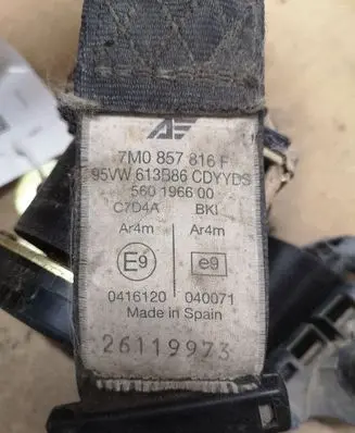 Ford Galaxy Rear seatbelt 7M0857816F 560196600 95VW613B86