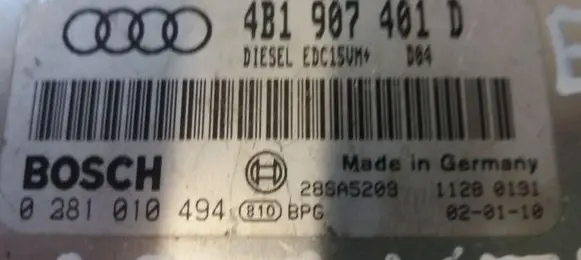 Audi A6 S6 C5 4B Engine control unit/module ECU 0281010494 4B1907401D